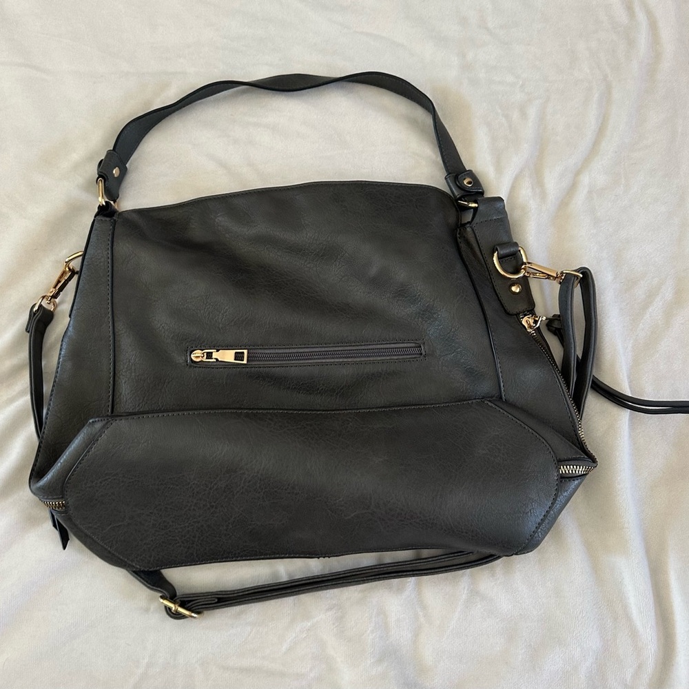 Amazon Black Shoulder Bag with Gold Accents